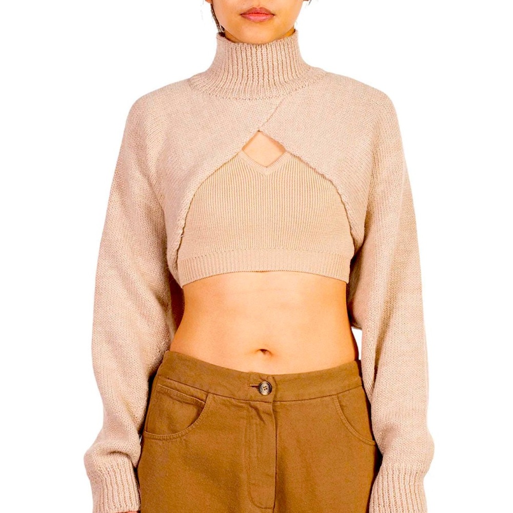 Cordera wool collar sleeves shrug. Uni size.
